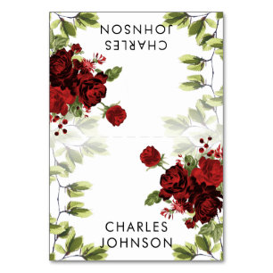 Casamento Floral da Rosa vermelha Escura Cartões