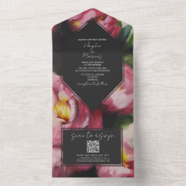 Casamento Floral Dark Dramático Botânico RSVP QR
