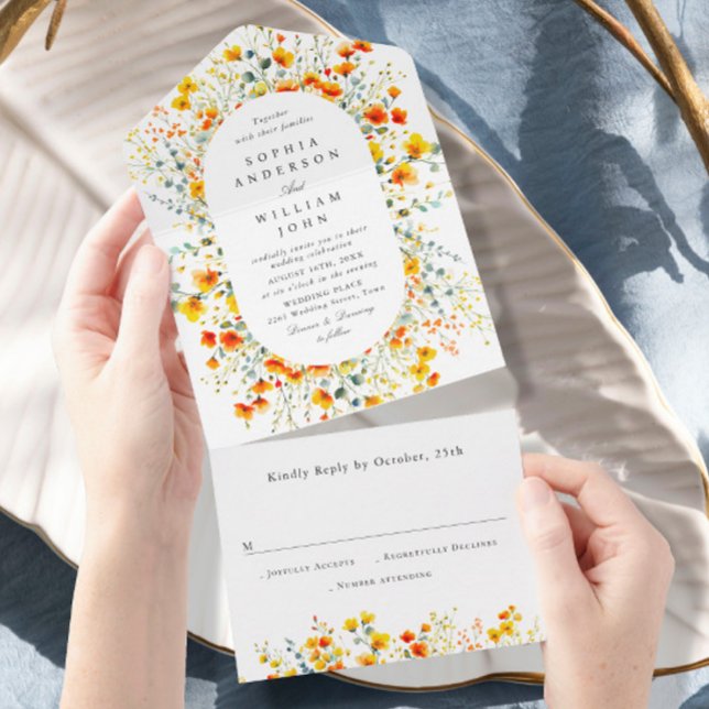 Casamento Floral das Flores Selvagens de Aquarela  (Criador carregado)