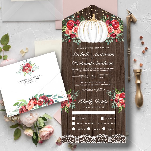 Casamento Floral de Abóbora Branco e Dourado Borgo (Criador carregado)