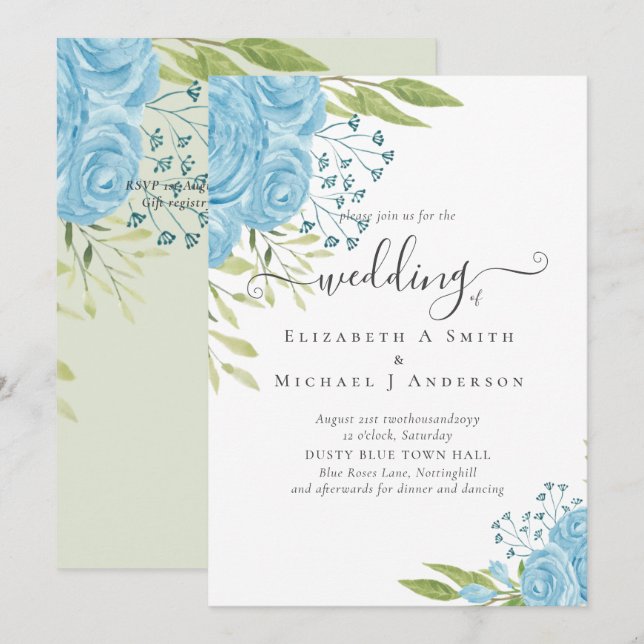 Casamento Floral de Aqua Blue (Frente/Verso)