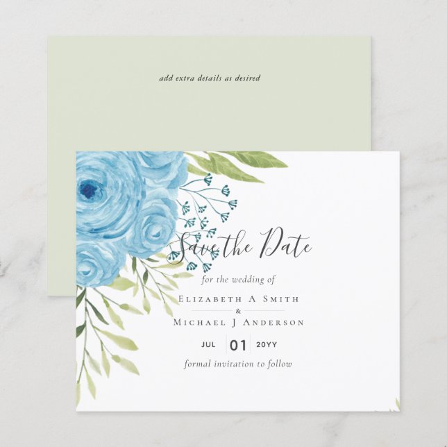 Casamento Floral de Aqua Blue (Frente/Verso)