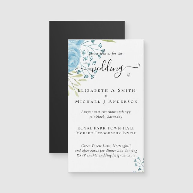 Casamento Floral de Aqua Blue (Frente/Verso)