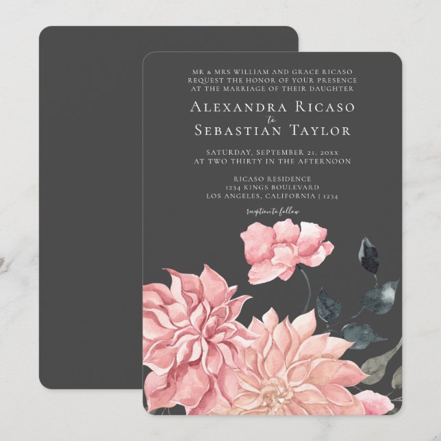 Casamento Floral de Aquarela Elegante (Frente/Verso)