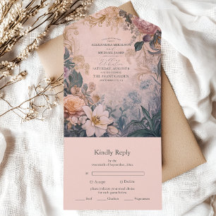 Casamento Floral de Aquarela Rosa-Brilhante Elegan