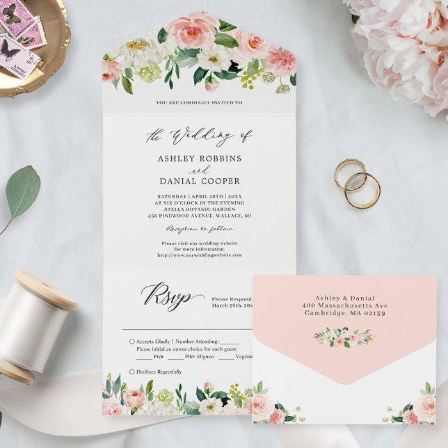 Casamento Floral de Blush Chic Elegante (não é nec (Criador carregado)