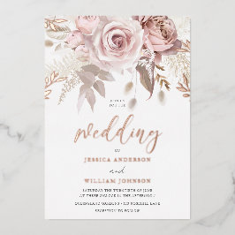 Casamento Floral De Blush rosa Dourado Com Folha D