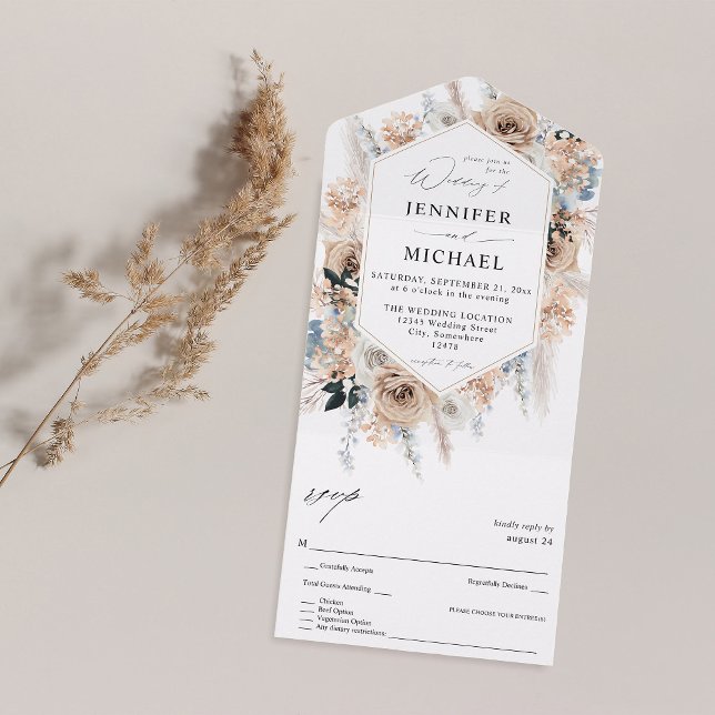 Casamento Floral de Boho Azul e Beige (Criador carregado)