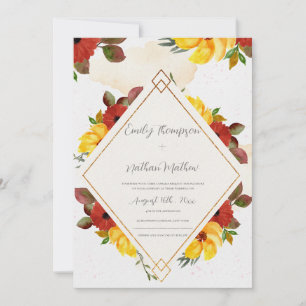 Casamento Floral de bonito Amarelo Vermelho-Russo 