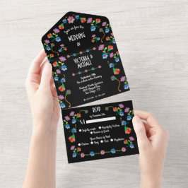 Casamento Floral De Bordado De Fiesta Mexicano Em 