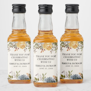 Casamento Floral de Cor Azul Amarelo Elegante