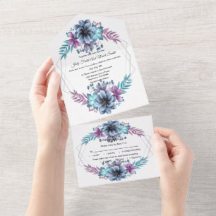 Casamento Floral De Cor Azul E Púrpura