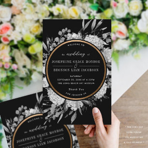 Casamento Floral de Cor Branca e Preta Dramática