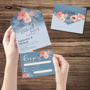 Casamento Floral de Cor de Água Rosa e Azul Dusty