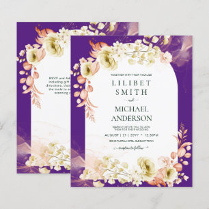 Casamento Floral de Coral Roxo Boho Conite