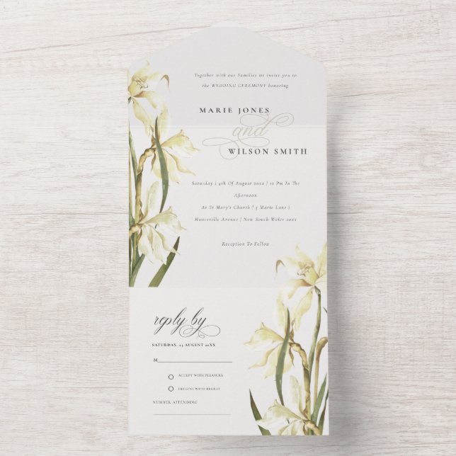 Casamento Floral De Daffodil Branca Elegante (Interno)