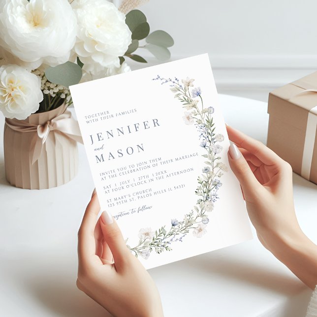 Casamento floral de flor azul-russa Convite (Criador carregado)