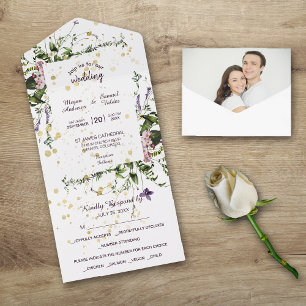 Casamento Floral de Flores Rosa Púrpura