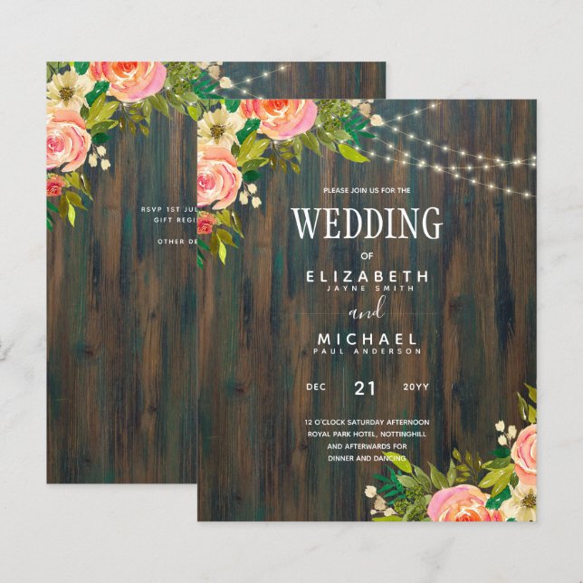 Casamento Floral de Folha de Almoço Russo (Frente/Verso)