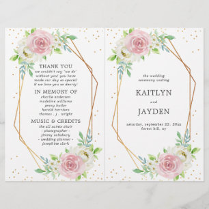 Casamento Floral De Folha De Ouro Geométrico Chic