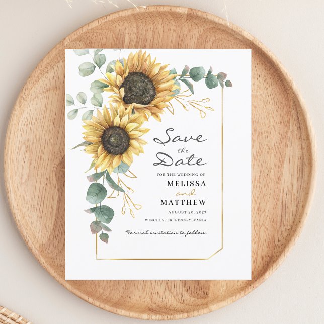 Casamento Floral De Girassol Salvar A Data (Sunflower Floral Wedding Save The Date)
