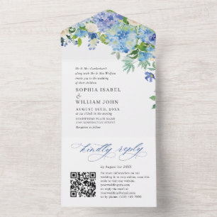 Casamento Floral de Hydrangea Blue Watercolor