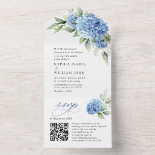 Casamento Floral de Hydrangea Blue Watercolor