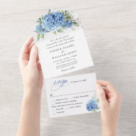 Casamento Floral de Hydrangea Blue Watercolor