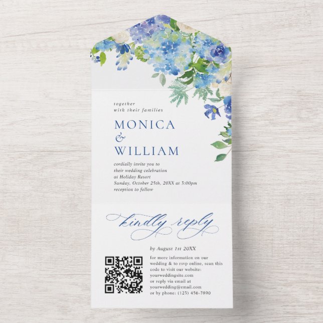 Casamento Floral de Hydrangea Blue Watercolor (Interno)