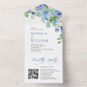 Casamento Floral de Hydrangea Blue Watercolor