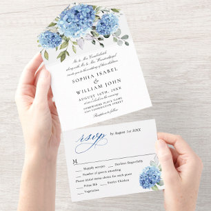 Casamento Floral de Hydrangea Blue Watercolor