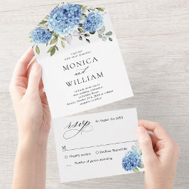Casamento Floral de Hydrangea Blue Watercolor