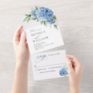 Casamento Floral de Hydrangea Blue Watercolor