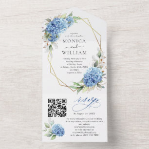 Casamento Floral de Hydrangea Blue Watercolor