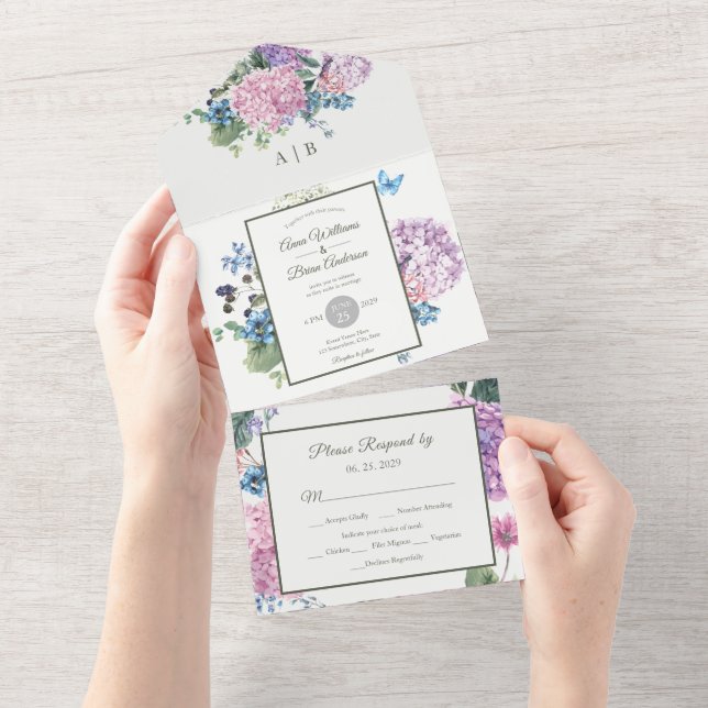 Casamento Floral de Hydrangea, pintado à Mão (Tearaway)