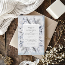 Casamento Floral de Inverno Azul Elegante