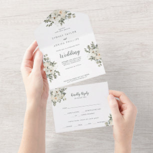 Casamento Floral De Inverno Tudo Em Um Convite