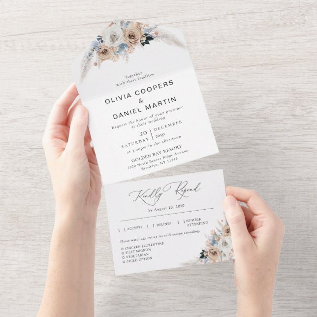 Casamento Floral de Ivory e Blue Boho (Aba destacável)