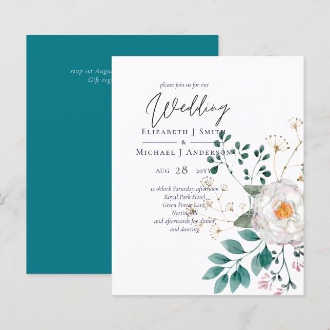 Casamento Floral de Leah G Summer Rose Rustic Boho (Frente/Verso)