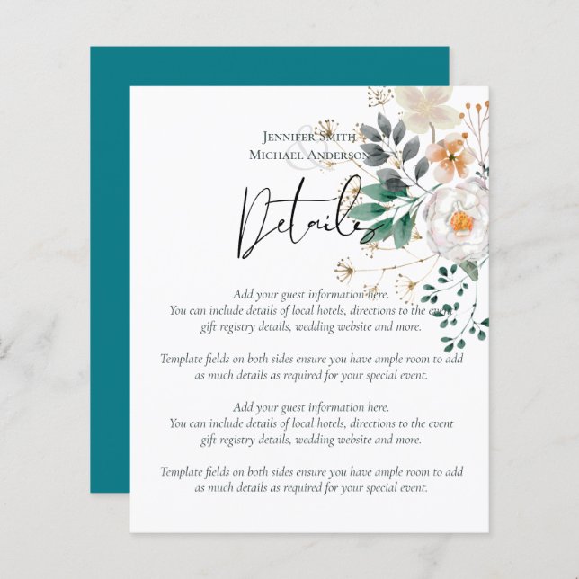 Casamento Floral de Leah G Summer Rose Rustic Boho (Frente/Verso)