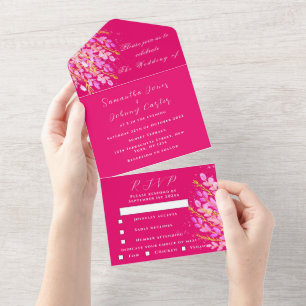 Casamento Floral de Magenta Fuchsia Watercolor
