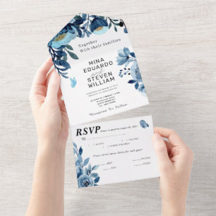 Casamento floral de marinho azul