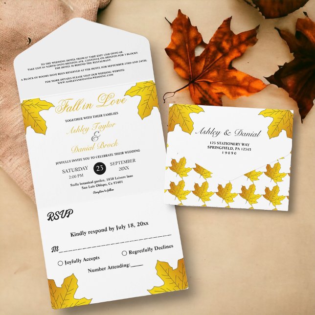 Casamento Floral de Outono com Folhas de Ouro Rúst (Criador carregado)