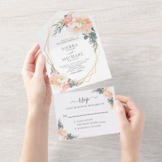 Casamento Floral de Pêssego Pêssego Chic Dourado