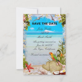 Casamento Floral De Praia Tropical Salvar O Cartão