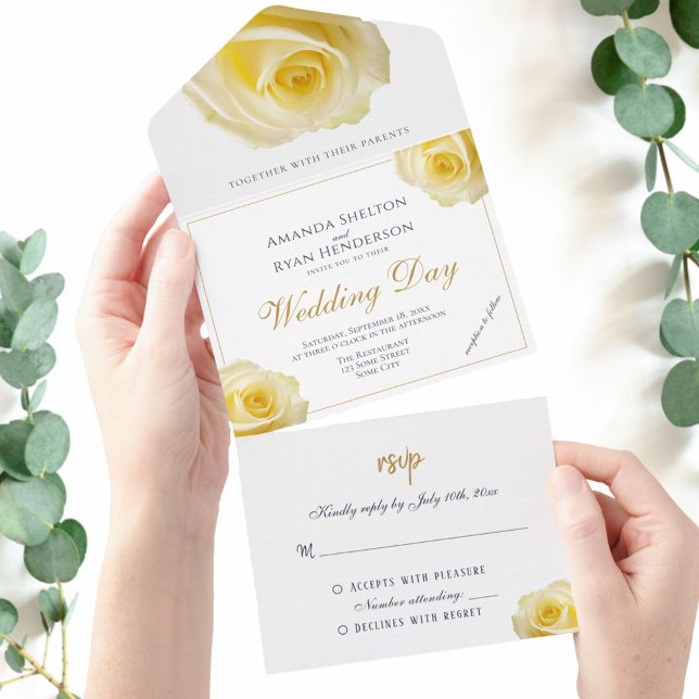 Casamento Floral de Rosa Amarela Elegante (Criador carregado)