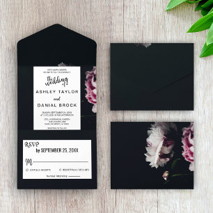 Casamento floral de rosa romântico negro e elegant