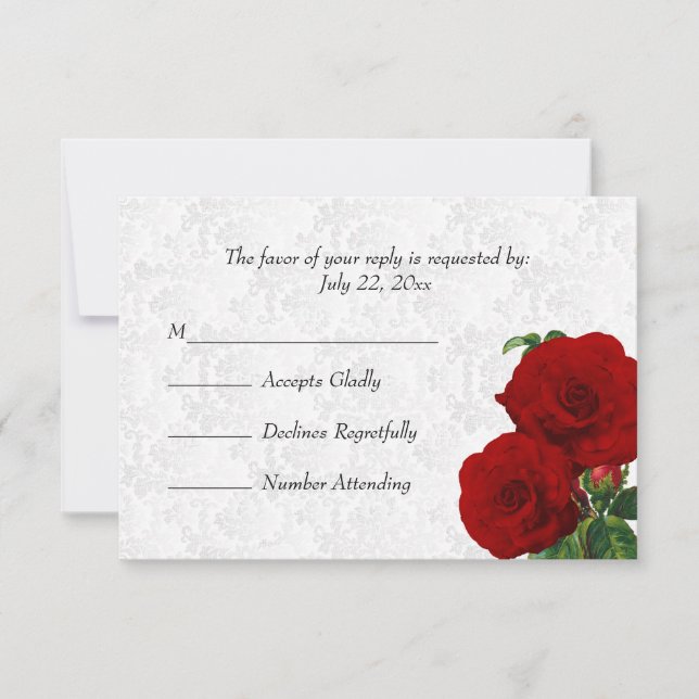 *Casamento Floral de Rosa vermelha Profunda RSVP (Frente)