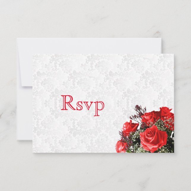 Casamento Floral de Rosa vermelha RSVP (Frente)