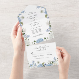 Casamento Floral de Rosas Brancas de Hydrangea Azu